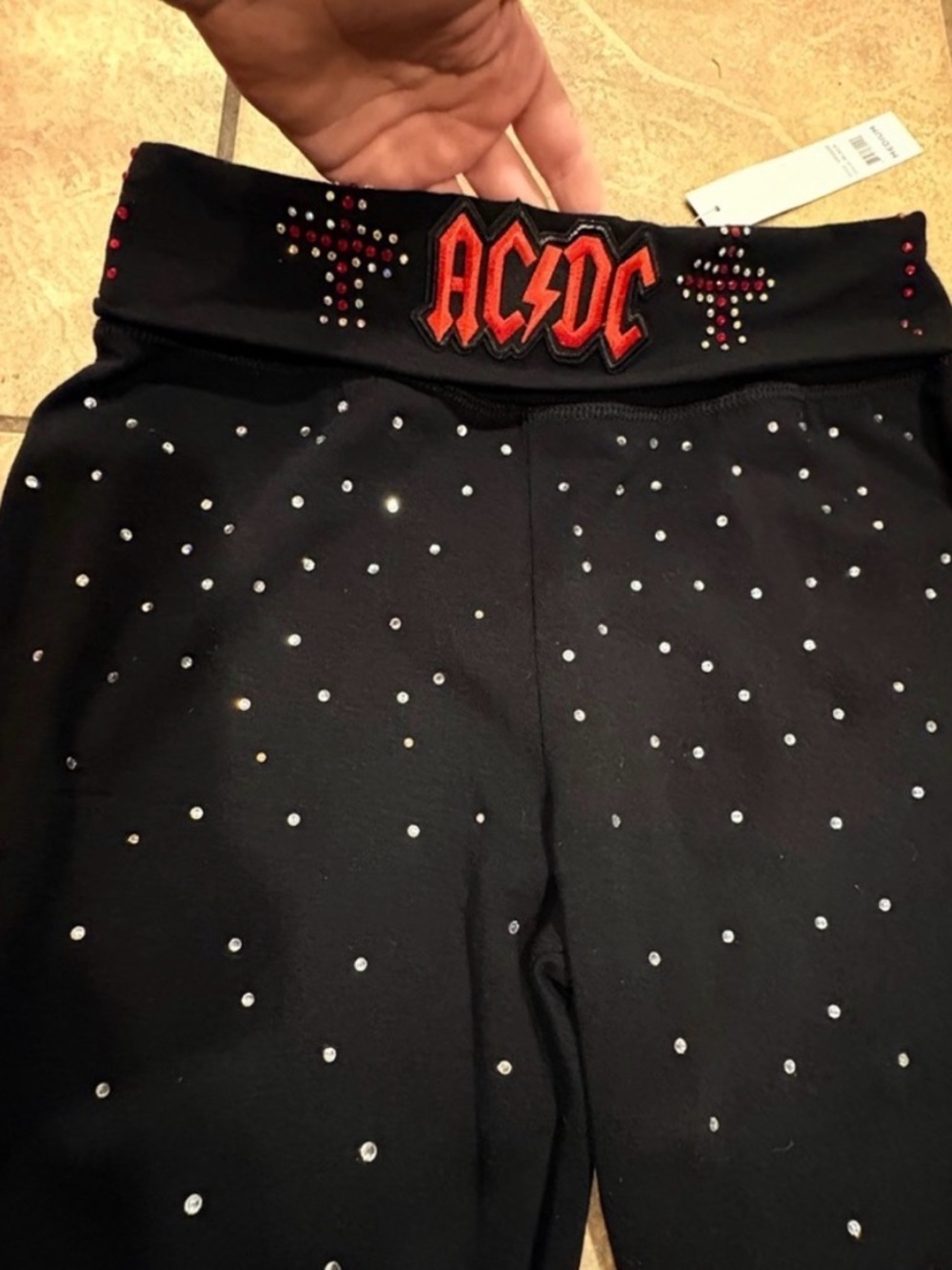 AC/DC Girls' Black Rhinestone Leggings